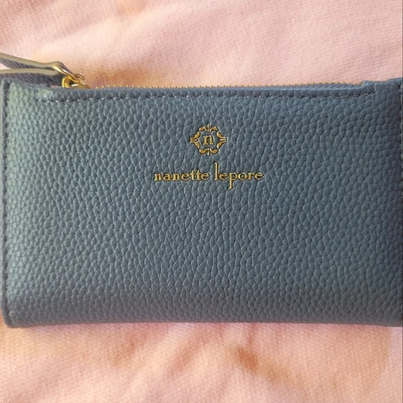 Womens nanette lepore slim card wallet navy gold - Picture 3 of 4
